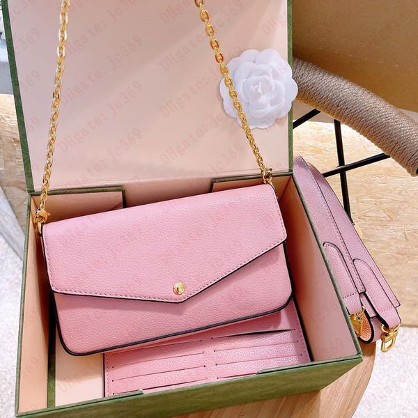 high end three in one letter fashion women's bag shoulder messenger chain bags classic printing gradient color mahjong real leather wal
high end three in one letter fashion women's bag shoulder messenger chain bags classic printing gradient color mahjong real leather wal