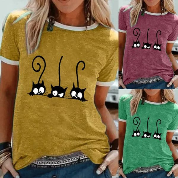 30# women's t shirt fashion summer cat print splicing round neck t-shirts short sleeve casual ladies camisetas de mujer t-shirt, White
30# women's t shirt fashion summer cat print splicing round neck t-shirts short sleeve casual ladies camisetas de mujer t-shirt, White