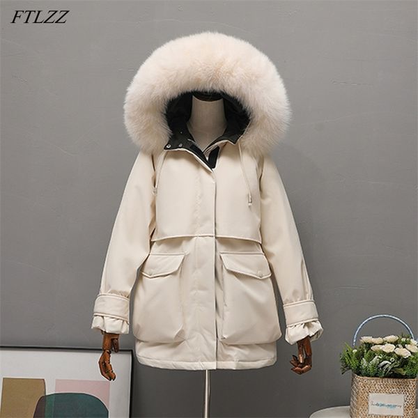 winter women large faux fur collar down coat thickness warm hooded 90% white duck parkas sash tie up outwear 210430, Black
winter women large faux fur collar down coat thickness warm hooded 90% white duck parkas sash tie up outwear 210430, Black