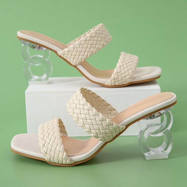 slippers 2021 summer women's sandals women mules design sandal slides braided 7cm transparent fretwork heels shoes, Black
slippers 2021 summer women's sandals women mules design sandal slides braided 7cm transparent fretwork heels shoes, Black