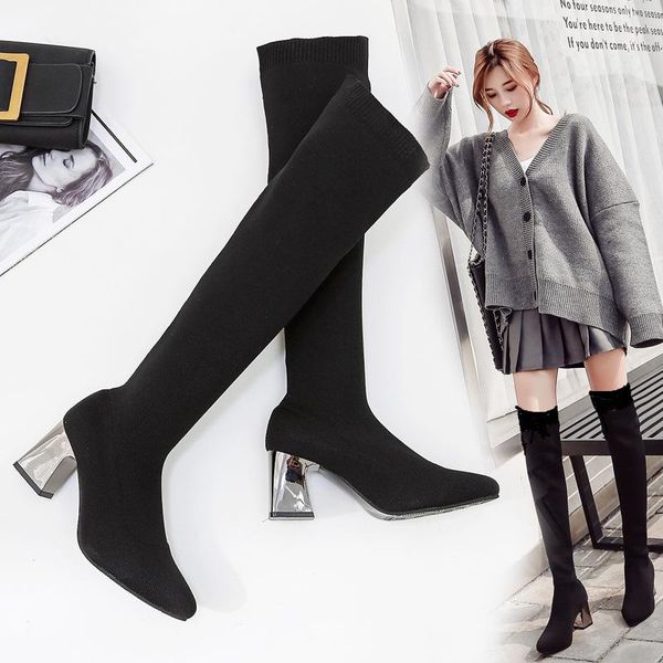 boots 2021 woman long stretch knee high square heel heeled pointy elasticity plush winter shoes for women, Black
boots 2021 woman long stretch knee high square heel heeled pointy elasticity plush winter shoes for women, Black