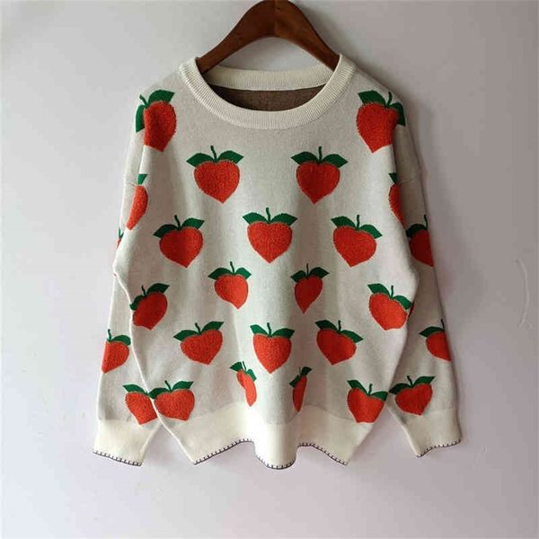 autumn new jacquard fruit picture sweet fashion round neck pullover splicing knitted women's long sleeve, White
autumn new jacquard fruit picture sweet fashion round neck pullover splicing knitted women's long sleeve, White