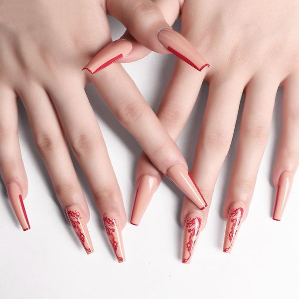 false nails 24pcs/set press on with designs red bordered dragon shape depicting fake nail patch long coffin european american ballet armor, Red;gold
false nails 24pcs/set press on with designs red bordered dragon shape depicting fake nail patch long coffin european american ballet armor, Red;gold