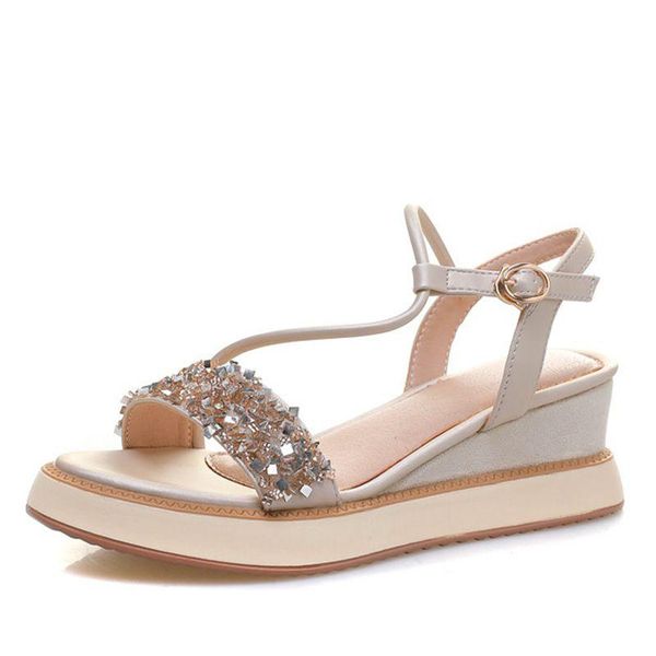 summer 2021 slope heel sandals women's muffin thick soled roman shoes fairy style high rhinestones increase skid resistance dress, Black
summer 2021 slope heel sandals women's muffin thick soled roman shoes fairy style high rhinestones increase skid resistance dress, Black