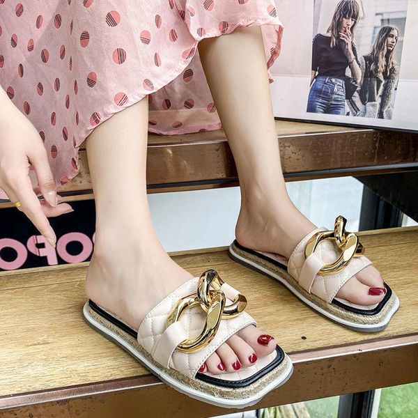 slippers women's summer ladies metal chain fashion flat casual shoes women beach slipper female footwear plus size 2021, Black
slippers women's summer ladies metal chain fashion flat casual shoes women beach slipper female footwear plus size 2021, Black