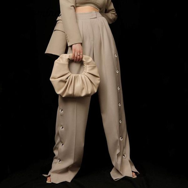 women's pants & capris cosomina khaki casual high waist wide leg women 2021 spring autumn oversize long ladies chic buttons trousers, Black;white
women's pants & capris cosomina khaki casual high waist wide leg women 2021 spring autumn oversize long ladies chic buttons trousers, Black;white