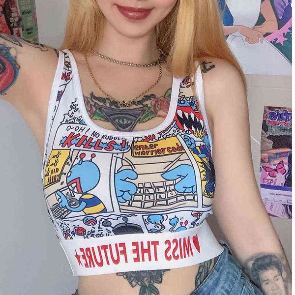 womens high-waist webbing sports vest comic pattern crop sleeveless cute gym tee shirt, White
womens high-waist webbing sports vest comic pattern crop sleeveless cute gym tee shirt, White