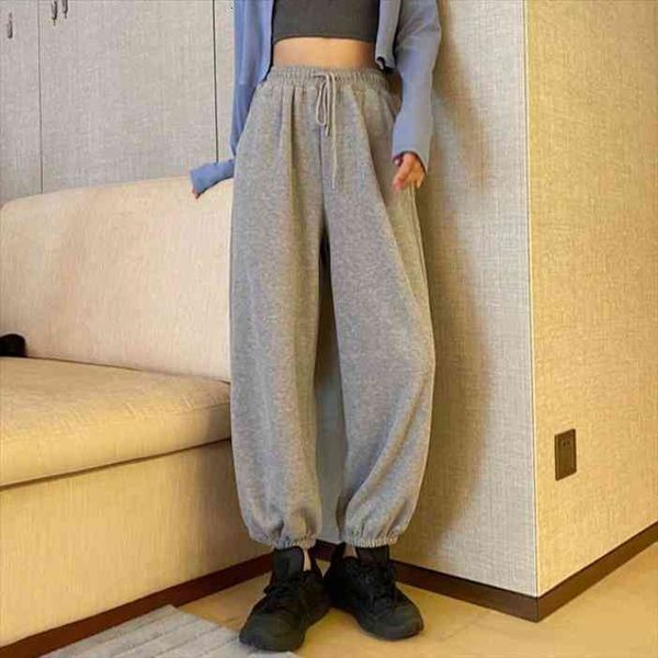 casual gray sports summer womens pant loose pantalones de mujer, Black;white