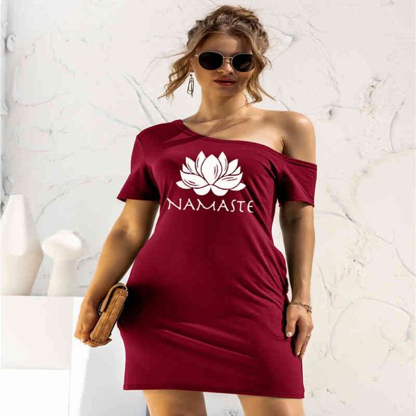 summer fashion women clothing namaste print dress casual short sleeve female clothing lrregular skew neck dresses, Black;gray
summer fashion women clothing namaste print dress casual short sleeve female clothing lrregular skew neck dresses, Black;gray