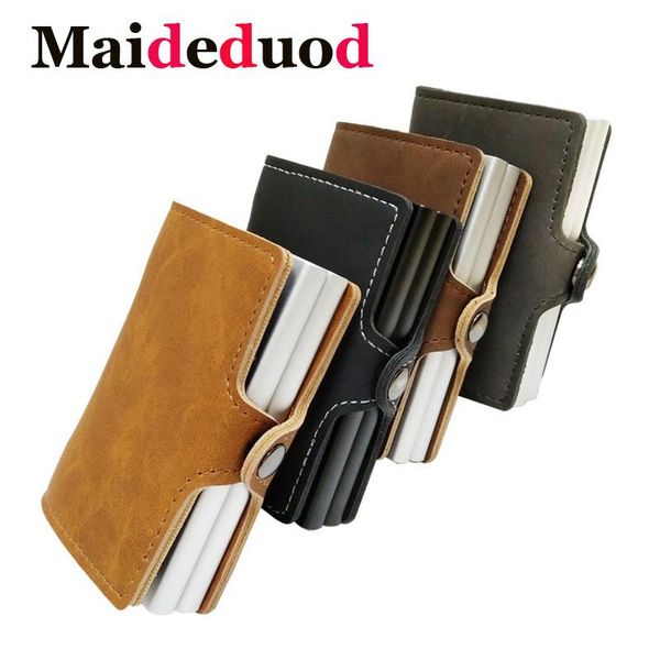 card holders maideduod 2021 men holder fashion pu leather metal with rfid case automatic money cash clip, Brown;gray
card holders maideduod 2021 men holder fashion pu leather metal with rfid case automatic money cash clip, Brown;gray