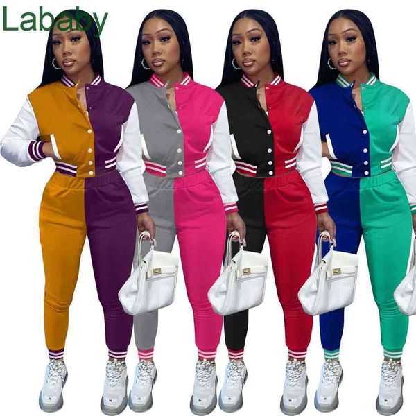 women varsity jacket designer jacket set with button stitching long sleeve baseball suit two piece pants outfits contrast stitching ladies s, Gray
women varsity jacket designer jacket set with button stitching long sleeve baseball suit two piece pants outfits contrast stitching ladies s, Gray