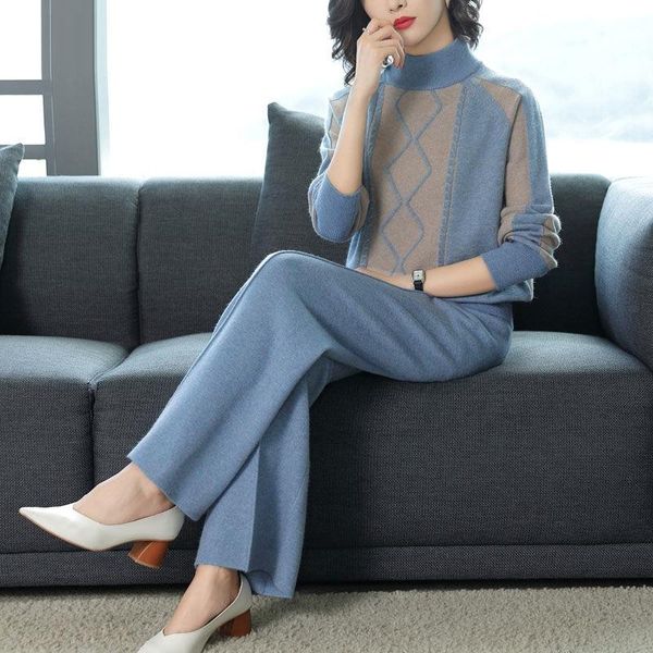 women's two piece pants blue patchwork pattern sweater set fashion warm turtleneck and knitted wide leg pant suit 2021 fall casual wea, White
women's two piece pants blue patchwork pattern sweater set fashion warm turtleneck and knitted wide leg pant suit 2021 fall casual wea, White