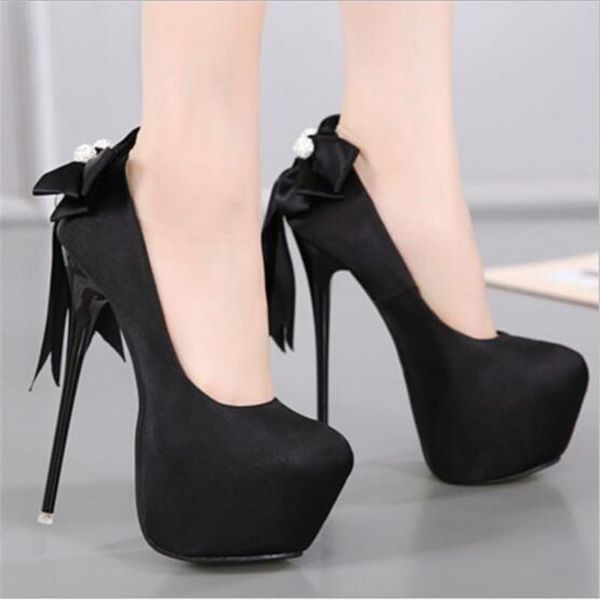 16cm women pumps round toe satin large bow decoration fine high heel single shoes women's sandals, Black
16cm women pumps round toe satin large bow decoration fine high heel single shoes women's sandals, Black