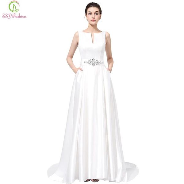 party dresses ssyfashion bridal luxury white satin evening dress backless with crystal gown custom prom reflective, White;black
party dresses ssyfashion bridal luxury white satin evening dress backless with crystal gown custom prom reflective, White;black