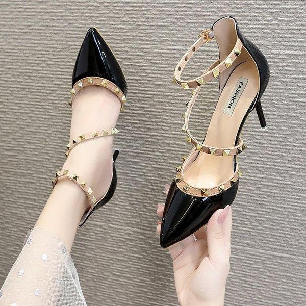 dress shoes 2021 summer sandals for ladies with rivet pointed stiletto artificial pu baotou one-word buckle side empty heels, Black
dress shoes 2021 summer sandals for ladies with rivet pointed stiletto artificial pu baotou one-word buckle side empty heels, Black