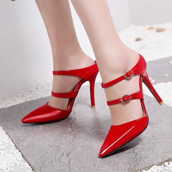 slippers pxelena 6 candy color chic outside women summer stiletto high heels patent leather party date dress slides ladies shoes, Black
slippers pxelena 6 candy color chic outside women summer stiletto high heels patent leather party date dress slides ladies shoes, Black