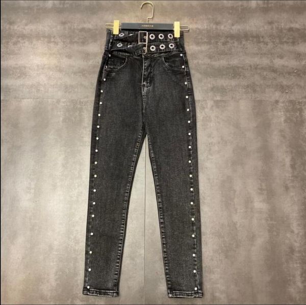 women's jeans 2021 winter rhinestone double belt plus velvet stretch slim fit pencil pants, Blue
women's jeans 2021 winter rhinestone double belt plus velvet stretch slim fit pencil pants, Blue