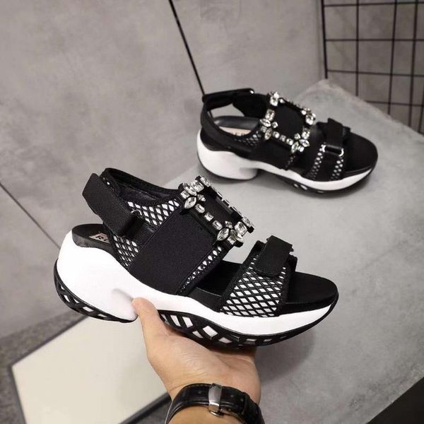 dress shoes luxury designer women sandals genuine leather rhinestone buckle platform sneakers chunky heels dad s38, Black
dress shoes luxury designer women sandals genuine leather rhinestone buckle platform sneakers chunky heels dad s38, Black