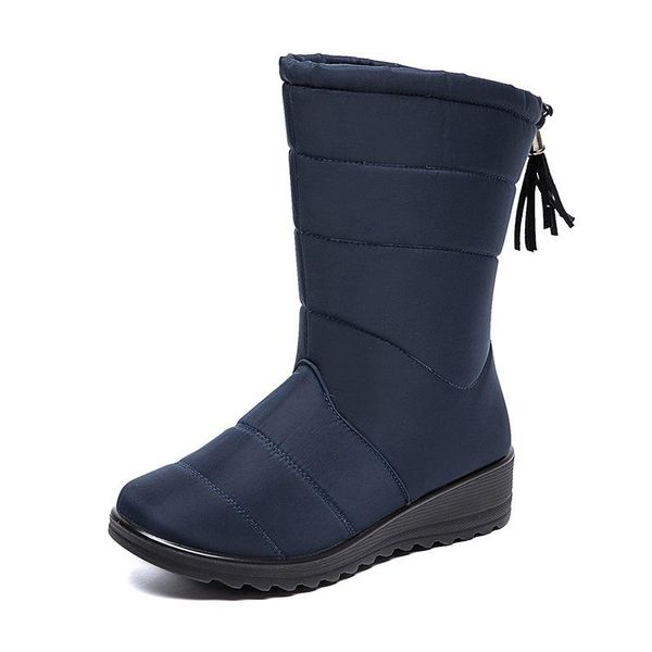 boots women fashion waterproof shoes snow for winter furry tassel womans keep warm, Black