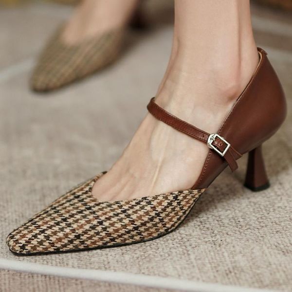 dress shoes women's genuine leather fabric patchwork thin high heel metal buckle slip-on mary jane pumps elegant ladies slim evening, Black
dress shoes women's genuine leather fabric patchwork thin high heel metal buckle slip-on mary jane pumps elegant ladies slim evening, Black