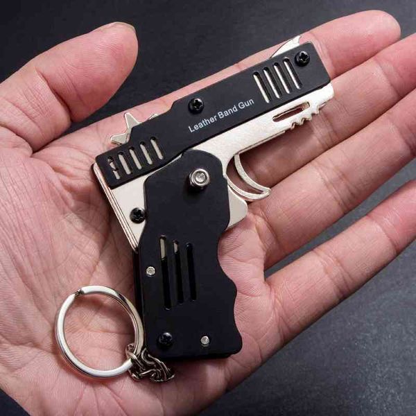 rubber gun continuous firing power super large metal foldable rubber band pistol launcher toy hand grab