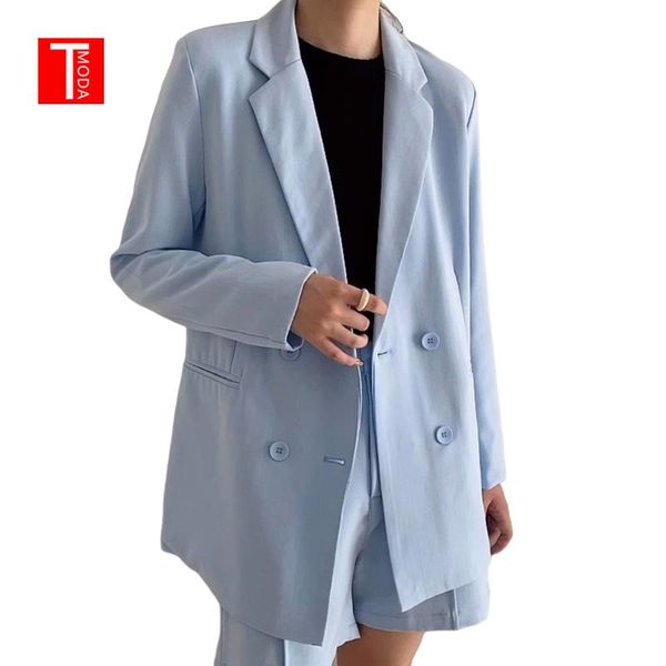 women 2021 fashion office wear double breasted blazers coat vintage long sleeve pockets female outerwear chic women's suits &, White;black 
women 2021 fashion office wear double breasted blazers coat vintage long sleeve pockets female outerwear chic women's suits &, White;black