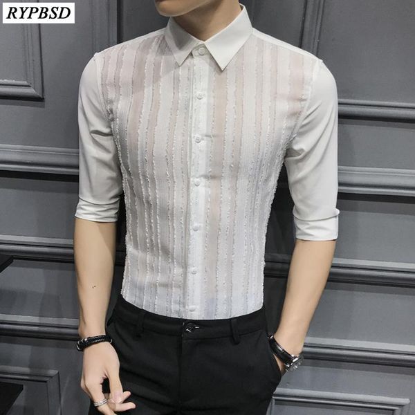 men's casual shirts lace shirt men 2021 summer korean fashion half sleeve solid color slim fit stripe for patchwork, White;black
men's casual shirts lace shirt men 2021 summer korean fashion half sleeve solid color slim fit stripe for patchwork, White;black