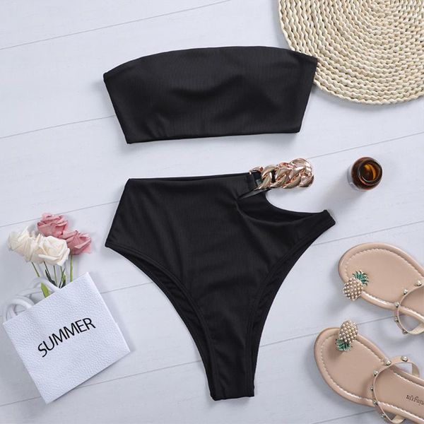 women's swimwear peachtan solid bikini 2021 high waist female chain swimsuit women bandeau 2 pieces set sports bathing suit ribbed, White;black
women's swimwear peachtan solid bikini 2021 high waist female chain swimsuit women bandeau 2 pieces set sports bathing suit ribbed, White;black