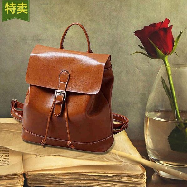 backpack 2021 retro fashion oil wax leather casual female bag 
backpack 2021 retro fashion oil wax leather casual female bag