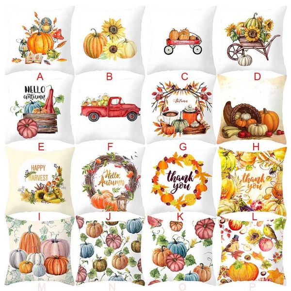 

cushion/decorative pillow sofa cushion cover halloween thanksgiving pumpkin fall decorative letter watercolor throw hand-painted printed cou