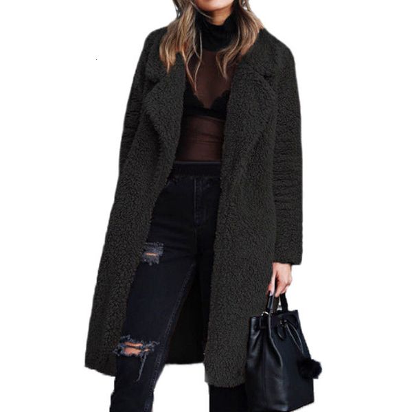 winter long fleece furry coat women wool blends outerwear thickness warm female jacket high street casual loose overcoat 8l1388, Black
winter long fleece furry coat women wool blends outerwear thickness warm female jacket high street casual loose overcoat 8l1388, Black