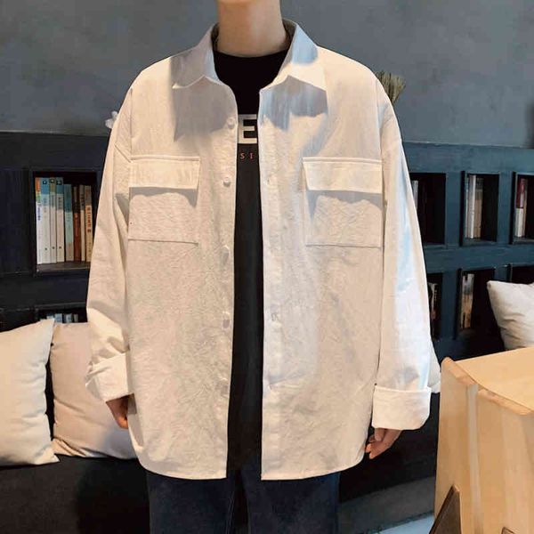 men's casual shirts pocket decorate solid color long sleeve coats fashion cotton clothing brand french cuff white/green/black ejnc, White;black
men's casual shirts pocket decorate solid color long sleeve coats fashion cotton clothing brand french cuff white/green/black ejnc, White;black