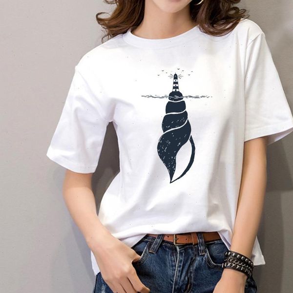 women tees t shirt conch lighthouse print casual white short sleeve cotton summer clothing
women tees t shirt conch lighthouse print casual white short sleeve cotton summer clothing