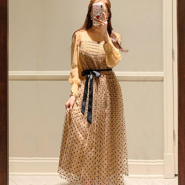 casual dresses new summer women's mesh long sleeve with belt dot pleated slim elegant party mid-length dress psb, Black;gray
casual dresses new summer women's mesh long sleeve with belt dot pleated slim elegant party mid-length dress psb, Black;gray