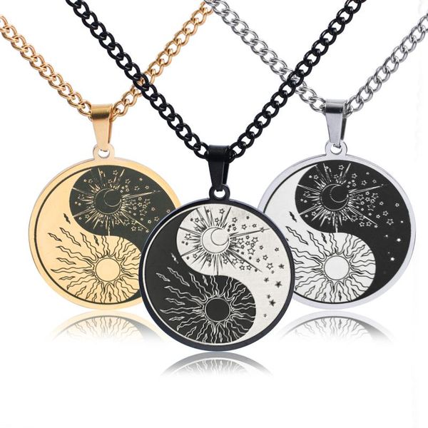 pendant necklaces handmade tai chi yin yang men necklace stainless steel jewelry ancient pagan sun and moon, Silver
pendant necklaces handmade tai chi yin yang men necklace stainless steel jewelry ancient pagan sun and moon, Silver