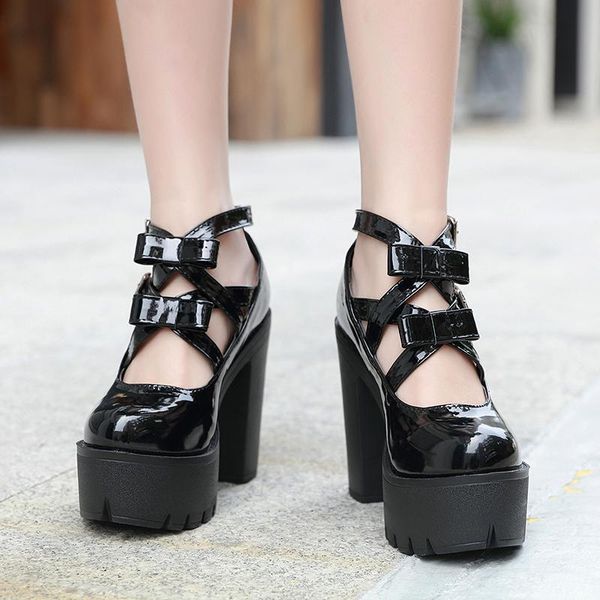 dress shoes thick platform patent leather goth high heels ankle strap casual woman gladiator chunky ljb7, Black
dress shoes thick platform patent leather goth high heels ankle strap casual woman gladiator chunky ljb7, Black