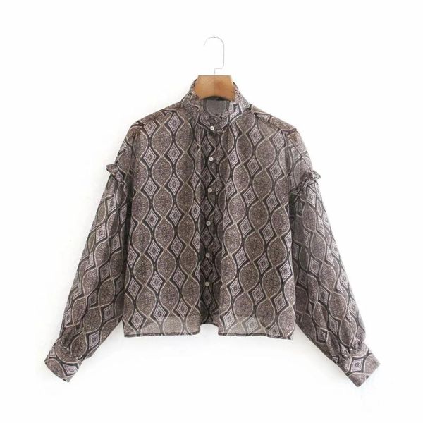 women vintage printing chiffon translucent short shirts female ruffle long sleeve blouses casual lady loose blusas s8250 women's &, White
women vintage printing chiffon translucent short shirts female ruffle long sleeve blouses casual lady loose blusas s8250 women's &, White