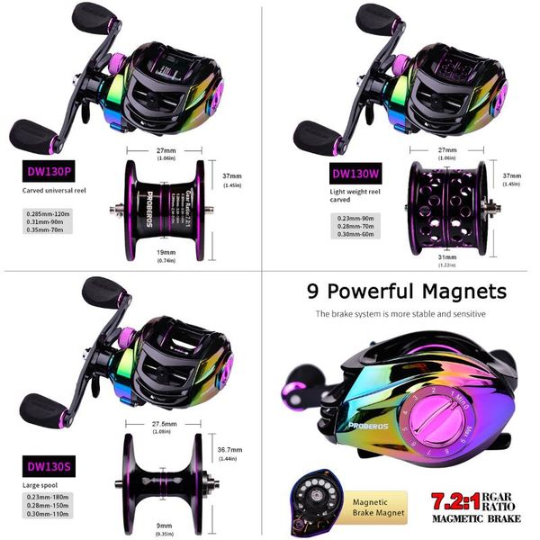 baitcasting reels proberos fishing wheel 9+1bb 7.2:1 gear ratio freshwater aluminum spool huge drag powerful magnetic brake reel dw130
baitcasting reels proberos fishing wheel 9+1bb 7.2:1 gear ratio freshwater aluminum spool huge drag powerful magnetic brake reel dw130