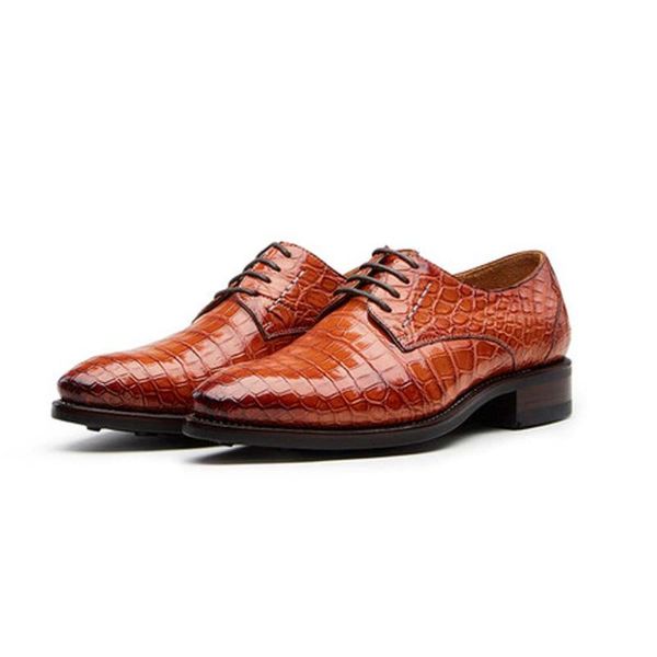 dress shoes cwv men manual crocodile leather business british leisure formal, Black