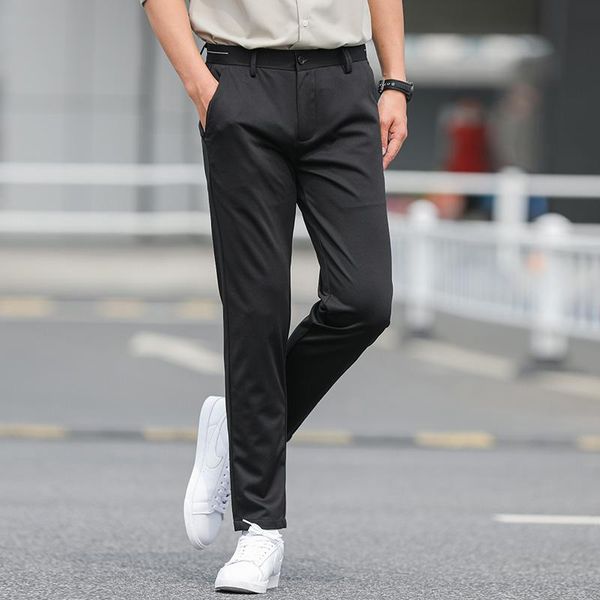 men's pants summer thin casual men 2 colors classic style fashion business slim fit straight solid color brand trousers 40, Black
men's pants summer thin casual men 2 colors classic style fashion business slim fit straight solid color brand trousers 40, Black