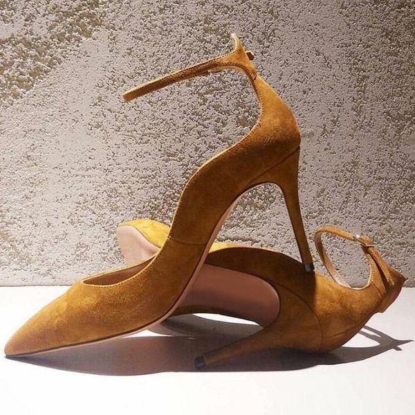 dress shoes fashion brown suede leather 10cm ankle strap ladies with heels cut-out 2021 spring pointed toe women pumps customized, Black
dress shoes fashion brown suede leather 10cm ankle strap ladies with heels cut-out 2021 spring pointed toe women pumps customized, Black
