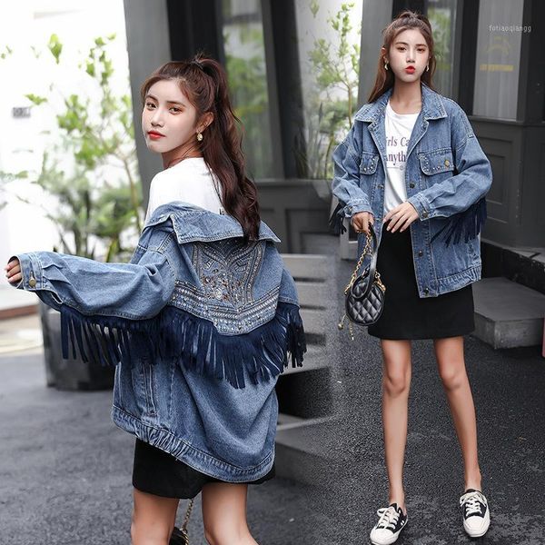 women's jackets autumn 2021 korean embroidery fringe denim shirt loose casual coat fashion design top, Black;brown
women's jackets autumn 2021 korean embroidery fringe denim shirt loose casual coat fashion design top, Black;brown