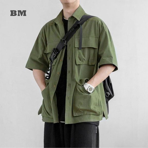 men's casual shirts summer japanese streetwear solid color short sleeve cargo shirt men clothing harajuku fashion army green co, White;black
men's casual shirts summer japanese streetwear solid color short sleeve cargo shirt men clothing harajuku fashion army green co, White;black