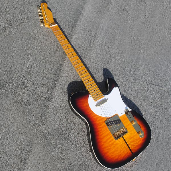new arrival tobacco sunburst full dog electric guitar with 6 strings,quilted maple veneer,white pickguard,yellow maple fretboard
new arrival tobacco sunburst full dog electric guitar with 6 strings,quilted maple veneer,white pickguard,yellow maple fretboard