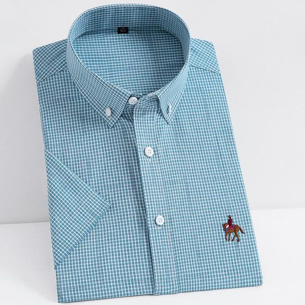 men's casual shirts short sleeve bamboo fiber stretch embroidered logo standard-fit wrinkle resistant button-down plaid shirt, White;black
men's casual shirts short sleeve bamboo fiber stretch embroidered logo standard-fit wrinkle resistant button-down plaid shirt, White;black