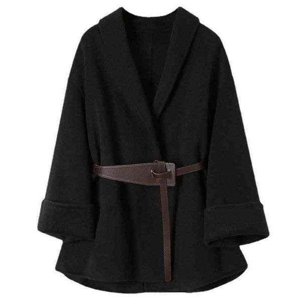 double sided cashmere coat women's medium long autumn and winter 2021 small cape black wool
double sided cashmere coat women's medium long autumn and winter 2021 small cape black wool