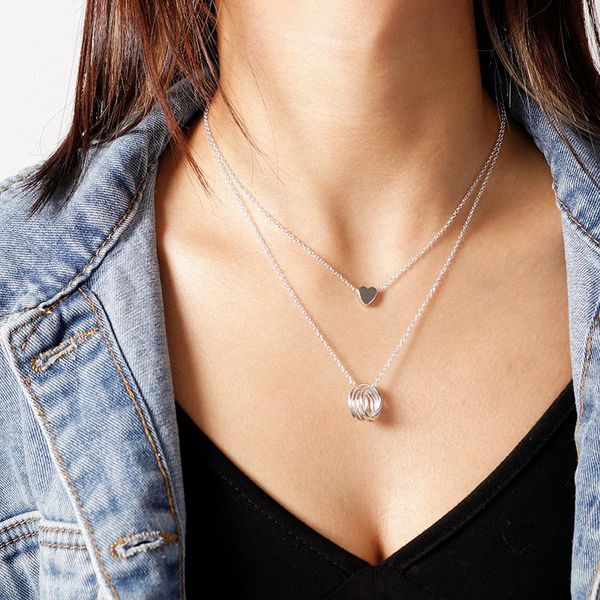 pendant necklaces korean metal heart circle for women simple style double layer chain necklace gold silver color collare jewelry
pendant necklaces korean metal heart circle for women simple style double layer chain necklace gold silver color collare jewelry