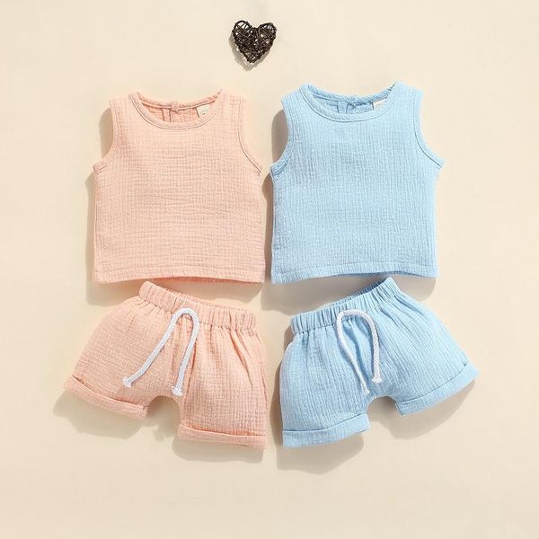 clothing sets 0-18m born baby boy girl solid color sleeveless vest shorts pant bottom 2pcs summer clothes set, White 
clothing sets 0-18m born baby boy girl solid color sleeveless vest shorts pant bottom 2pcs summer clothes set, White