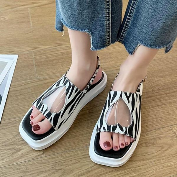 women's sandals summer transparent buckle belt open toe high heel women shoes panther print with thick soles, Black
women's sandals summer transparent buckle belt open toe high heel women shoes panther print with thick soles, Black