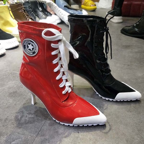 spring boot shoes women arrival patent leather high heel 8cm female shoes pointed toe lady's shoes female boot european 210514, Black
spring boot shoes women arrival patent leather high heel 8cm female shoes pointed toe lady's shoes female boot european 210514, Black